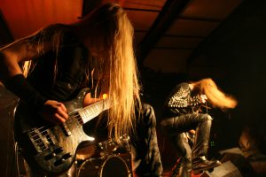 Black metal band on stage